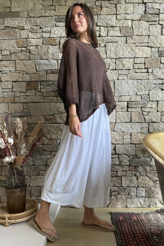Conrad Grunge Loose Cotton Knit Coffee Bean